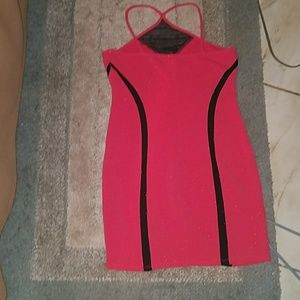 Spaghetti  strap pink and black dress